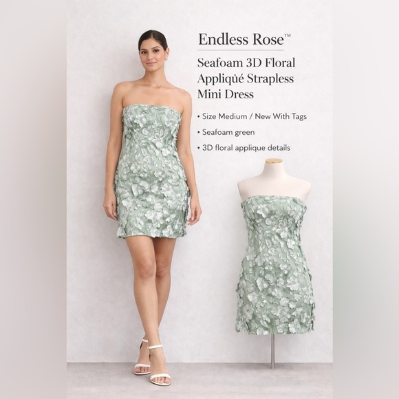knee length dresses for ladies Floral Embroidered Mini Dress – Endless Rose main image 1